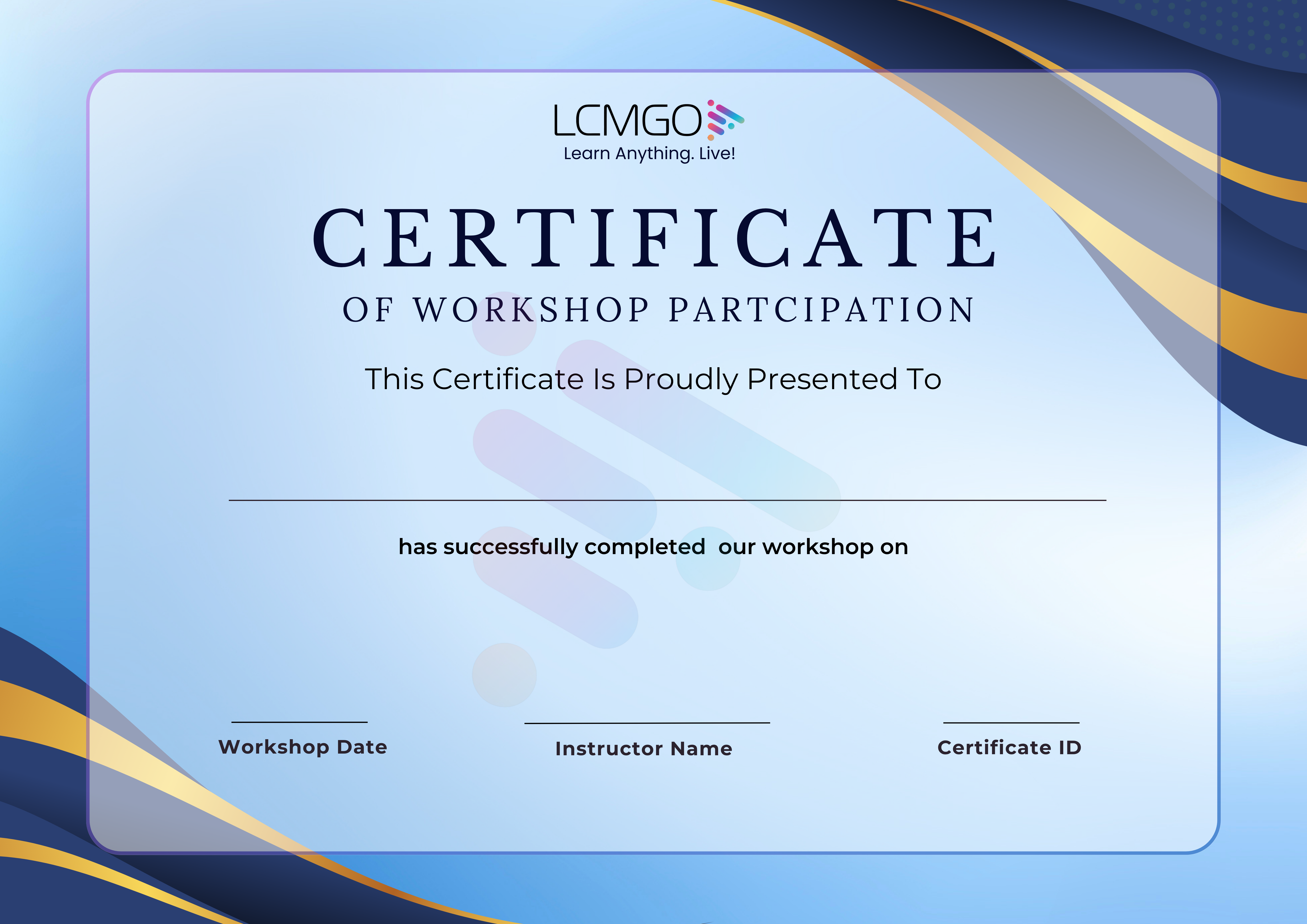 Workshop Completion Certificate
